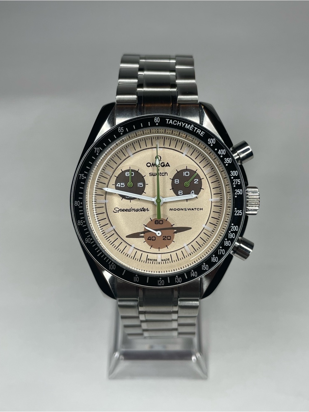Swatch Speedmaster MoonSwatch Stainless Steel Brown Dial Custom Made Mod Watch